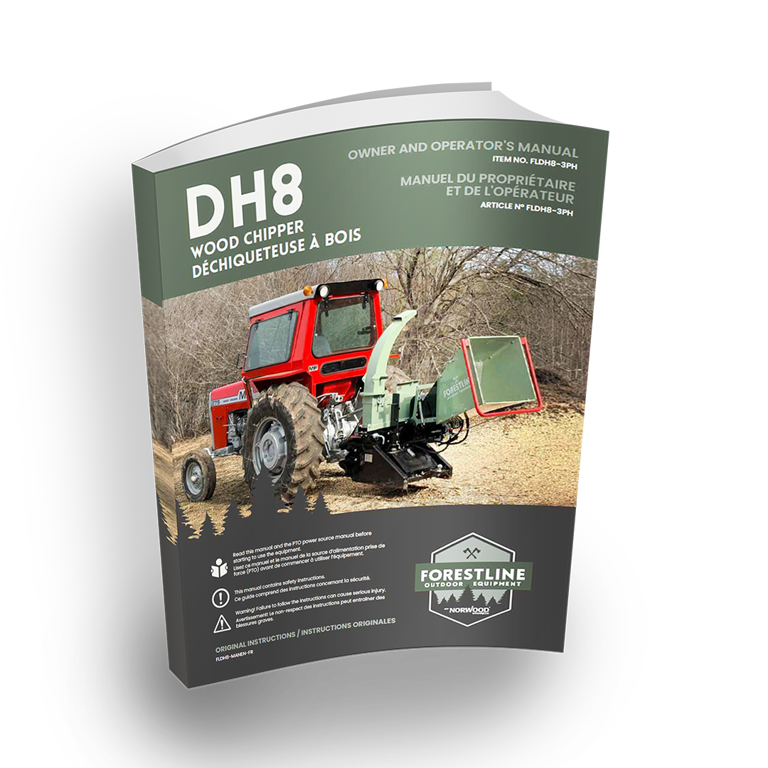 Manuel d'utilisation : Broyeur de bois ForestLine DH8 (réf. FLDH8-3PH) | Anglais et français